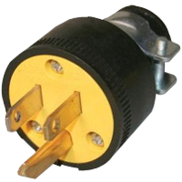 Clavija industrial de hule negro c/tierra